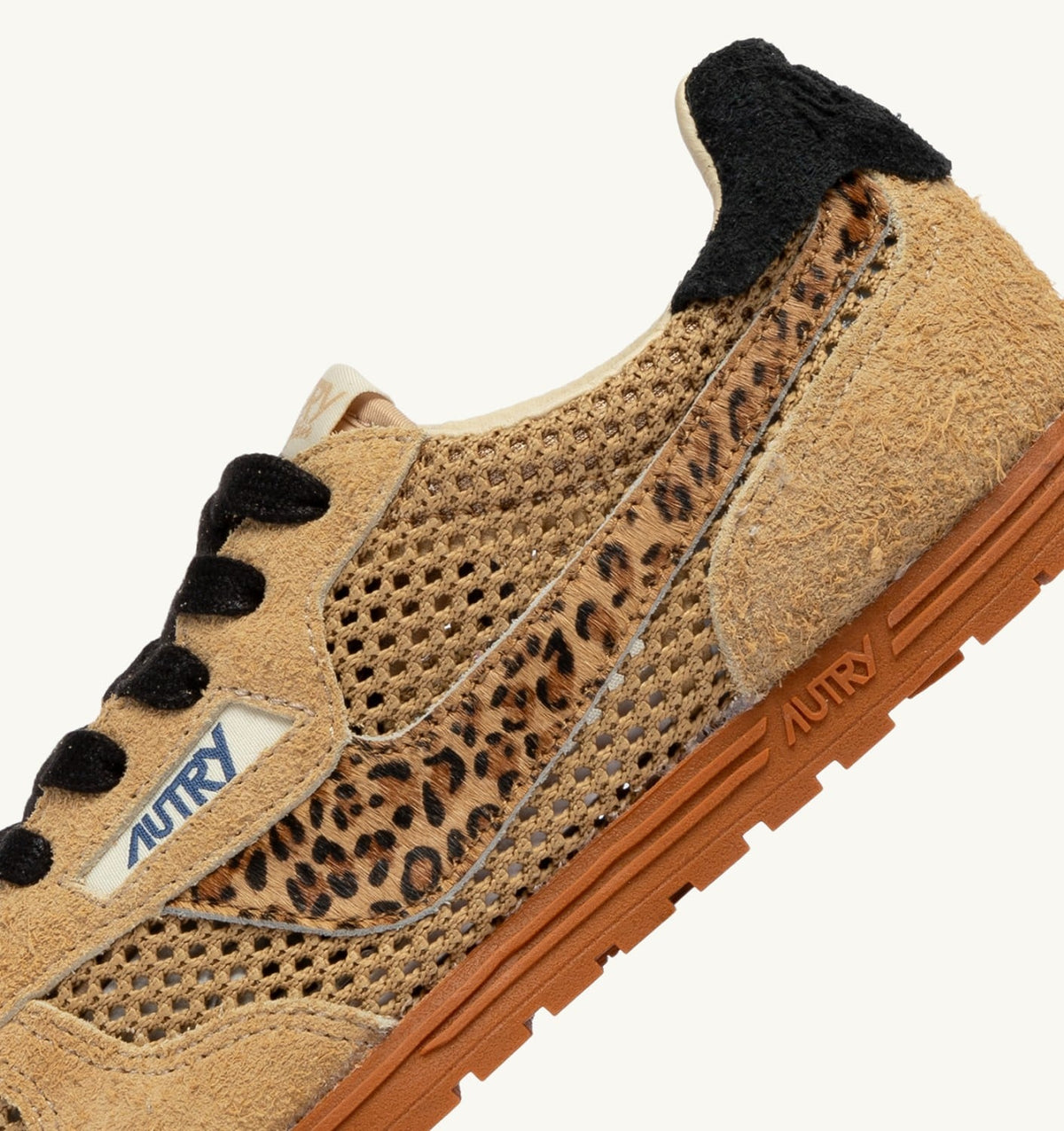 WINDSPIN SNEAKERS IN TRENCH LEOPARD AND BLACK MESH AND SUEDE - AUTRY Value