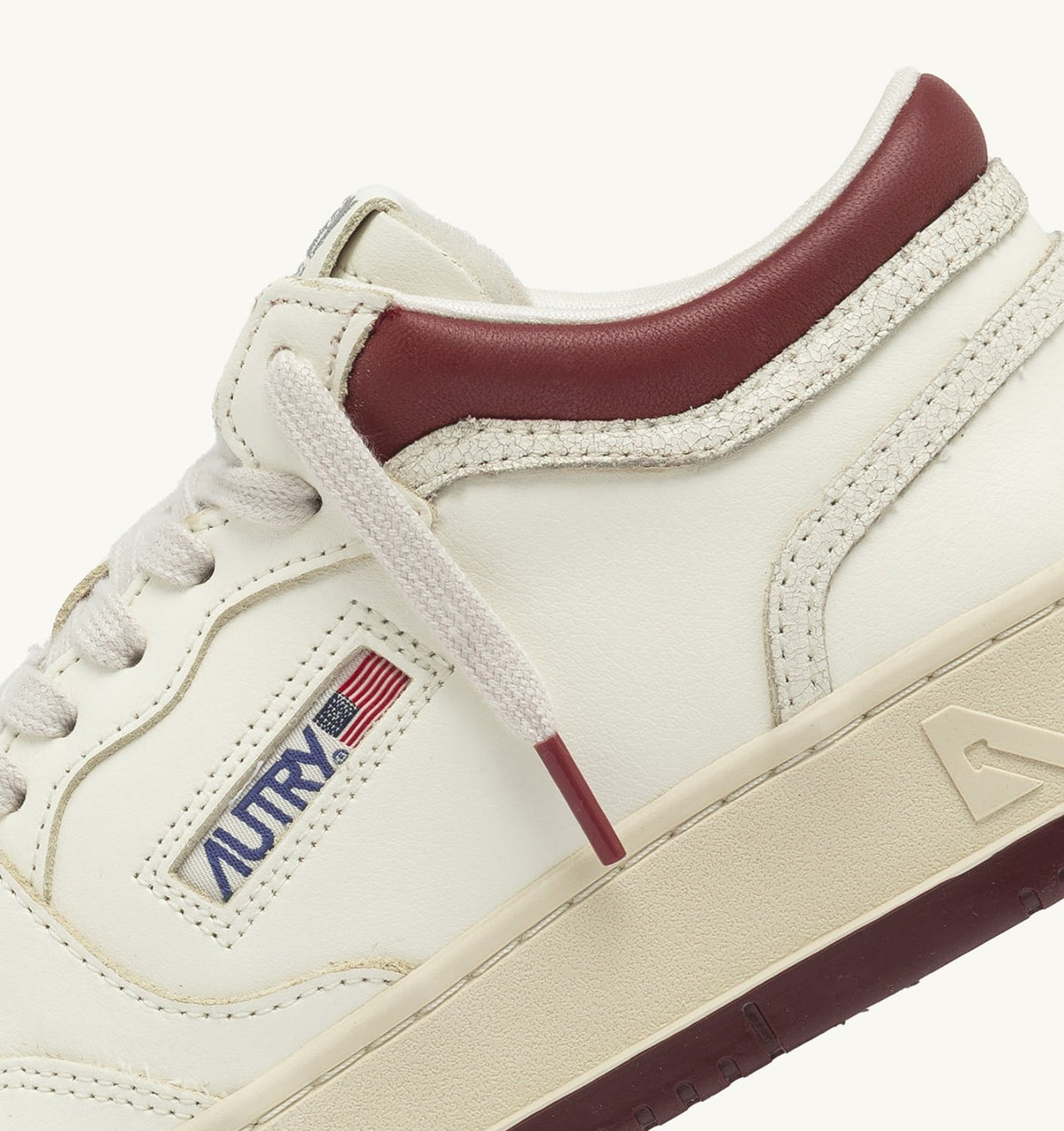 MED-WAY SNEAKERS IN LEATHER COLOR MARSHMALLOW AND SYRAH - AUTRY Great Value