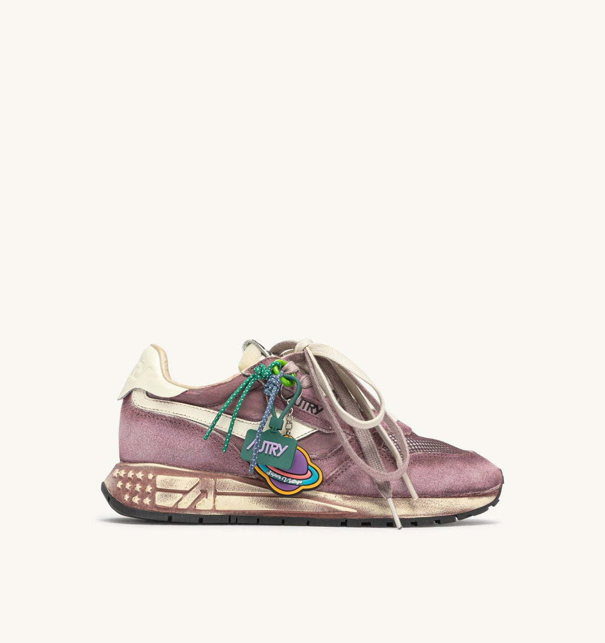 REELWIND SUPER VINTAGE SNEAKERS IN WINDSOR WINE AND WHITE SUEDE AND NYLON - AUTRY Everyday