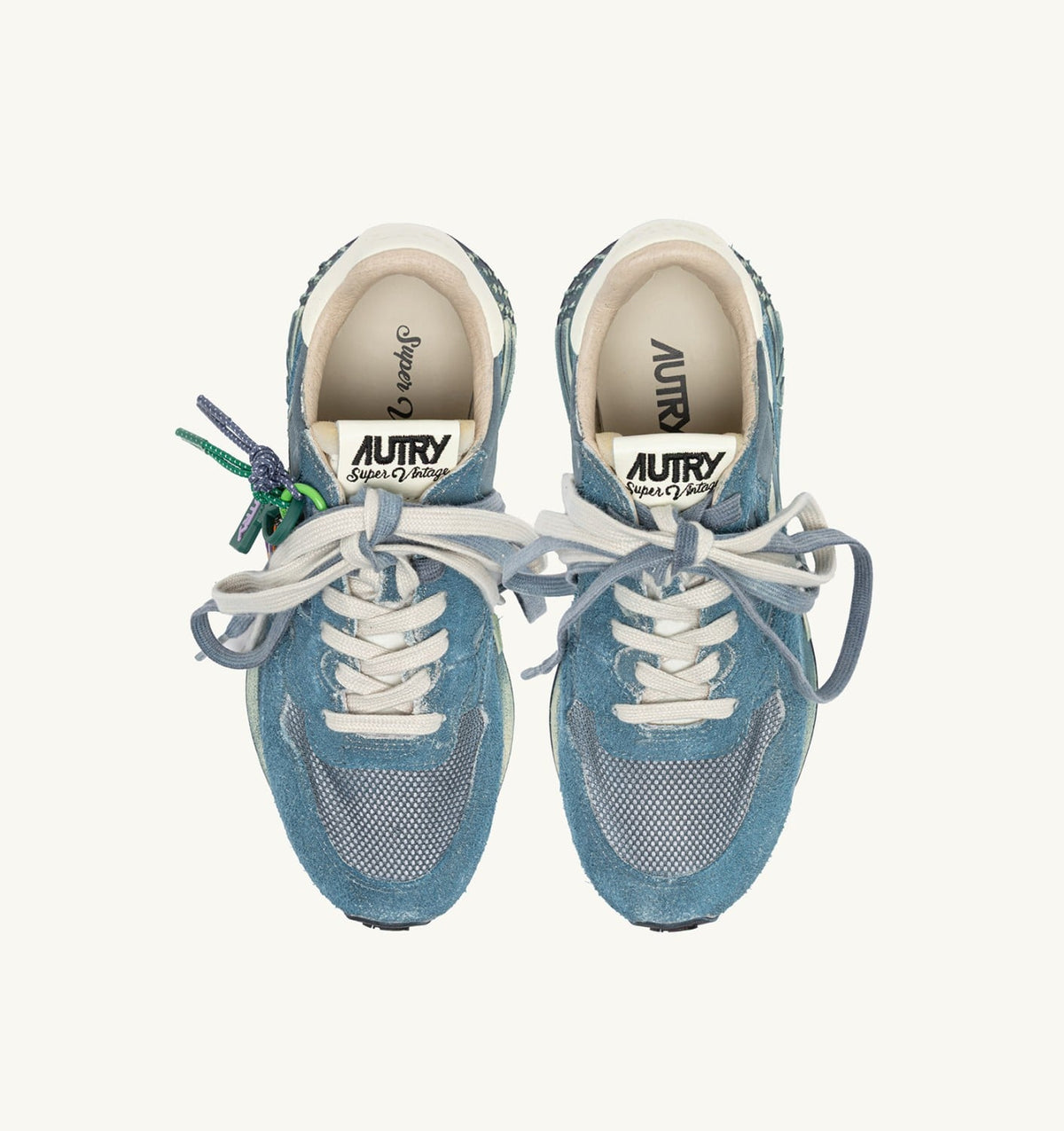 REELWIND SUPER VINTAGE SNEAKERS IN MALLARD BLUE AND WHITE SUEDE AND NYLON - AUTRY Value