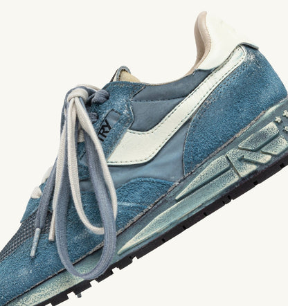 REELWIND SUPER VINTAGE SNEAKERS IN MALLARD BLUE AND WHITE SUEDE AND NYLON - AUTRY Value