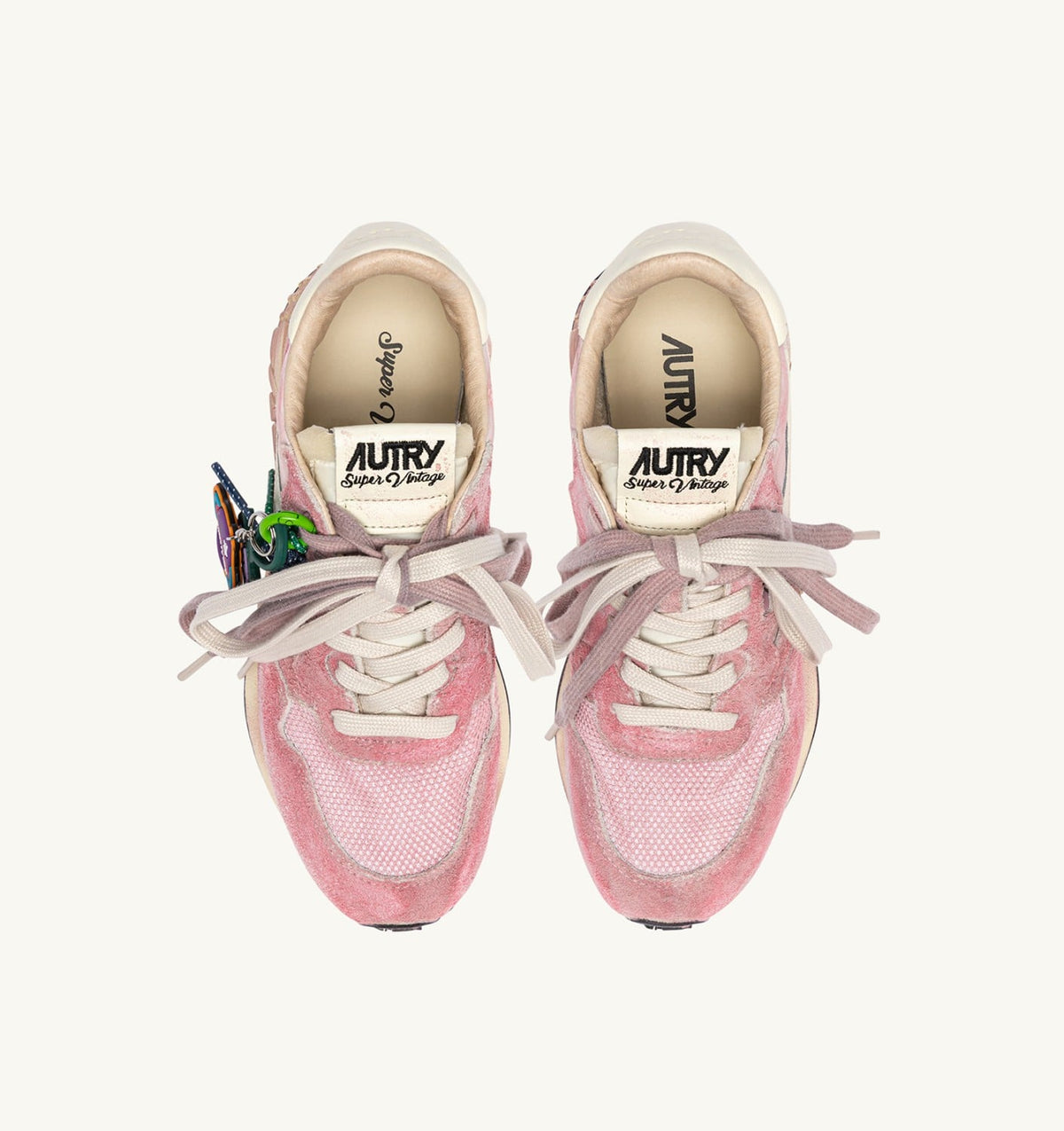 REELWIND SUPER VINTAGE SNEAKERS IN WHITE AND PINK SUEDE AND NYLON - AUTRY Great Value