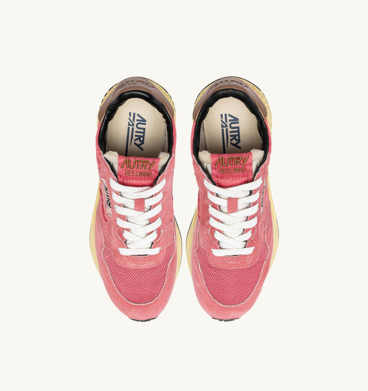 REELWIND LOW SNEAKERS IN STRAWBERRY SUGAR AND COCONUT NYLON AND SUEDE - AUTRY Essential