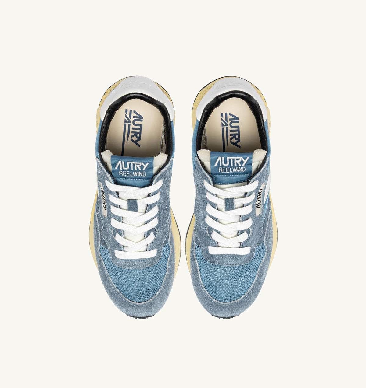 REELWIND LOW SNEAKERS IN WHITE AND SKY SUGAR NYLON AND SUEDE - AUTRY Everyday