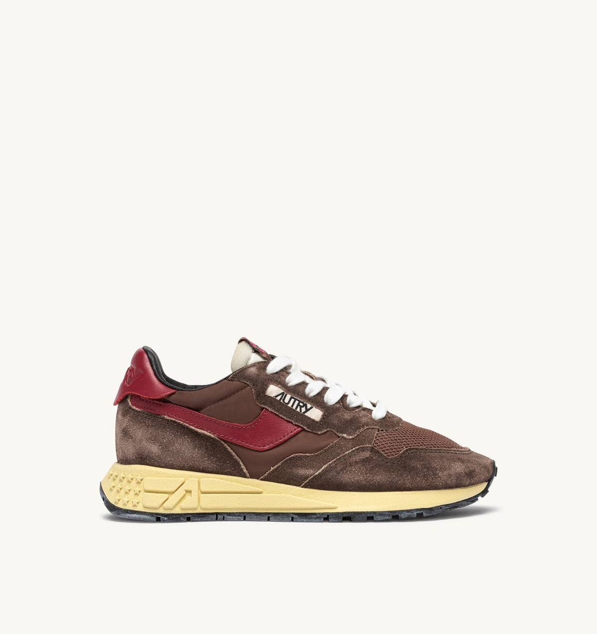 REELWIND LOW SNEAKERS IN COFFEE SUGAR AND DEEP CLARET NYLON AND SUEDE - AUTRY Value