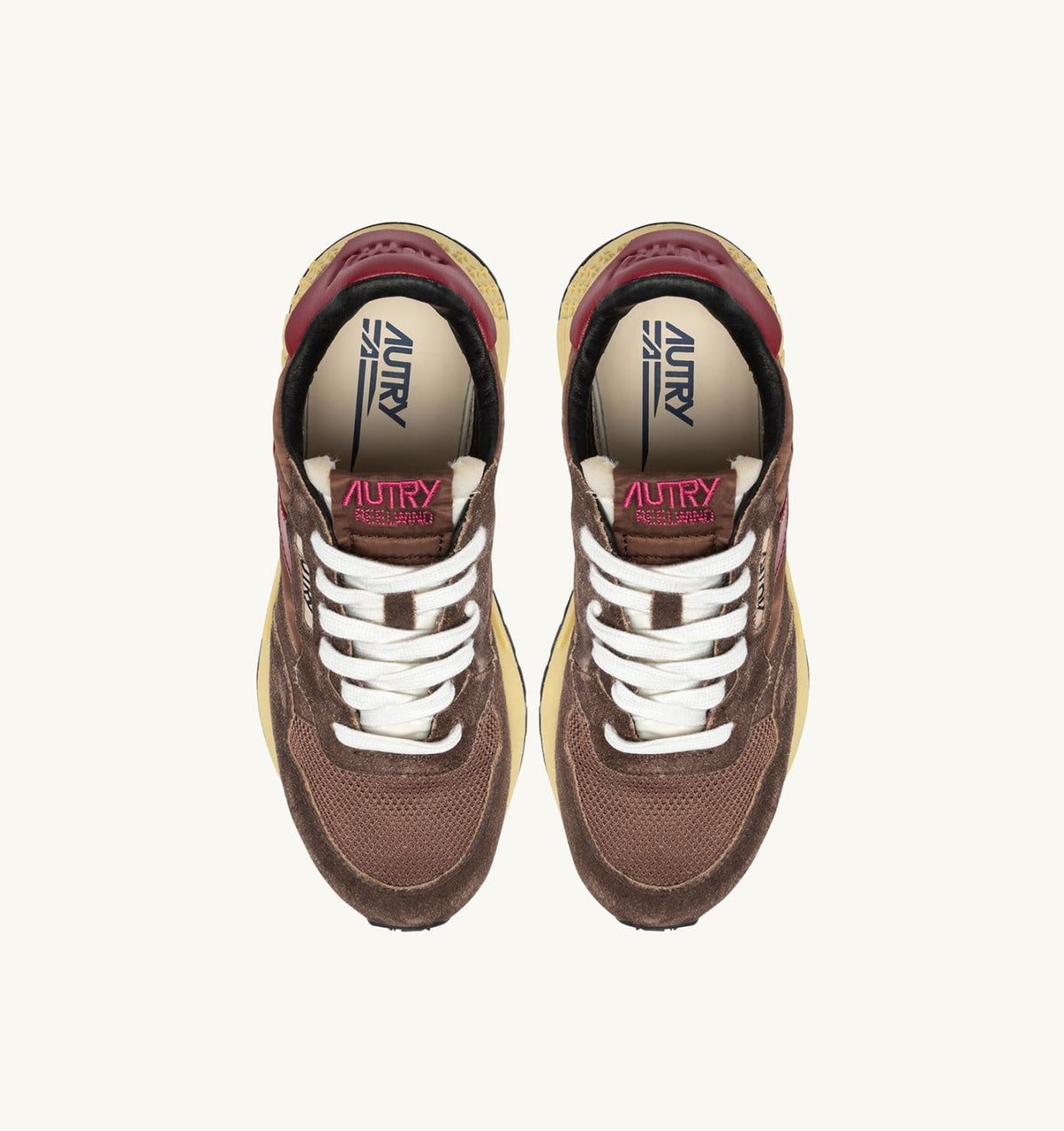 REELWIND LOW SNEAKERS IN COFFEE SUGAR AND DEEP CLARET NYLON AND SUEDE - AUTRY Value