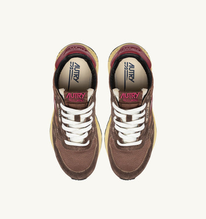 REELWIND LOW SNEAKERS IN COFFEE SUGAR AND DEEP CLARET NYLON AND SUEDE - AUTRY Value