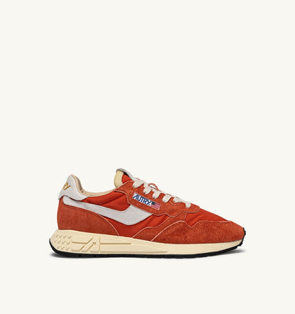 REELWIND LOW SNEAKERS IN WHITE AND ORANGE RUST NYLON AND SUEDE - AUTRY Great Value