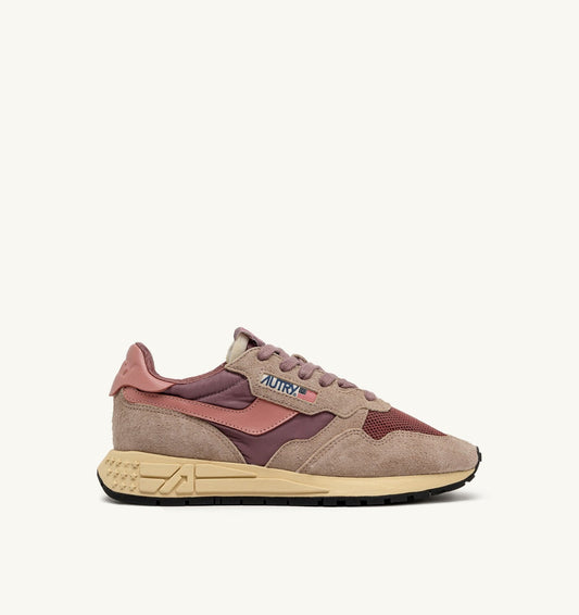 REELWIND LOW SNEAKERS IN NYLON SUEDE AND LEATHER COLOR ROSE AND DESERT SAND - AUTRY Quality