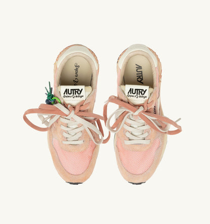REELWIND SUPER VINTAGE SNEAKERS IN WHITE AND PINK SUEDE AND NYLON - AUTRY Essential