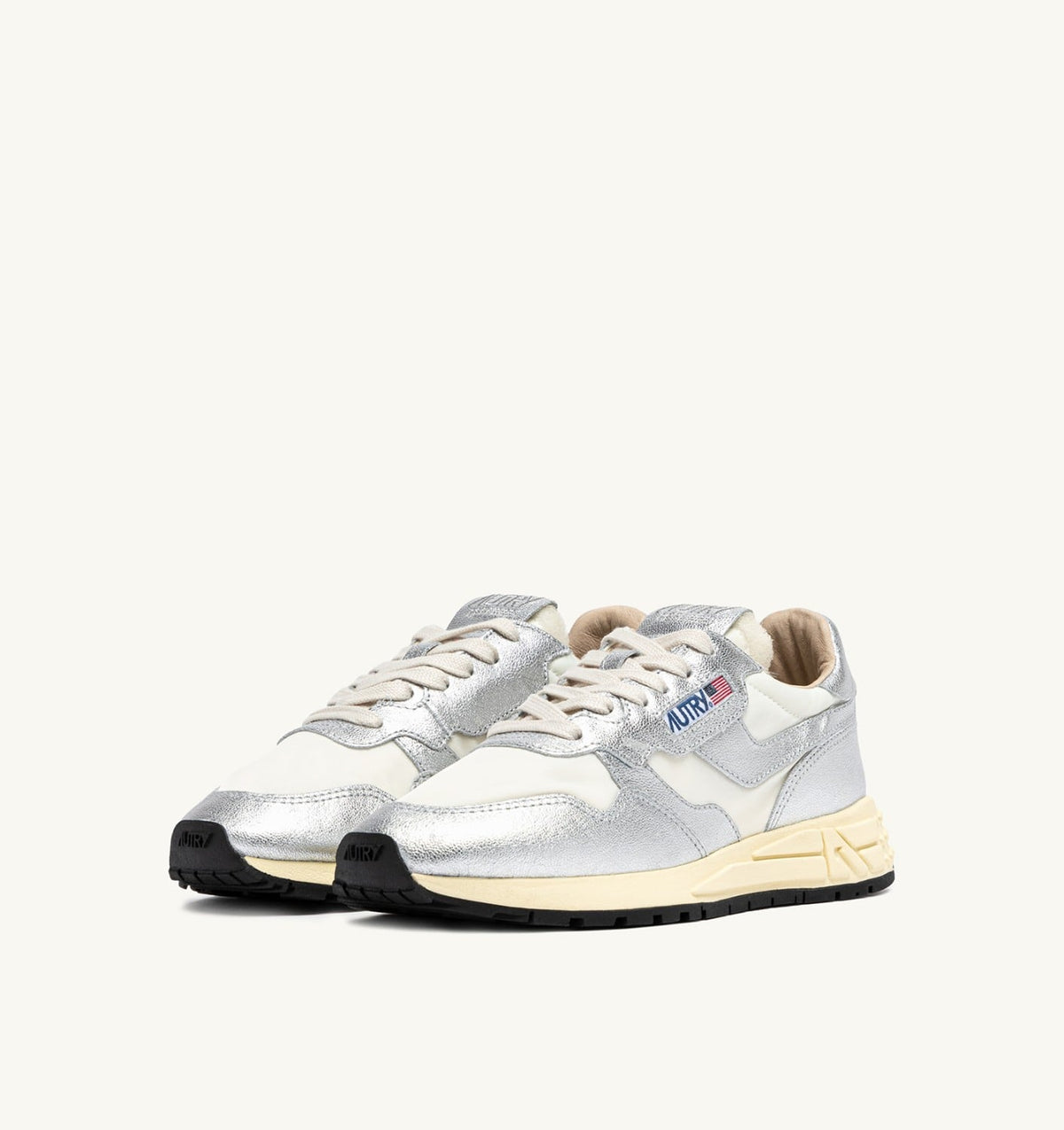 REELWIND SNEAKERS IN SILVER-TONE NYLON AND METALIZED LEATHER - AUTRY Classic