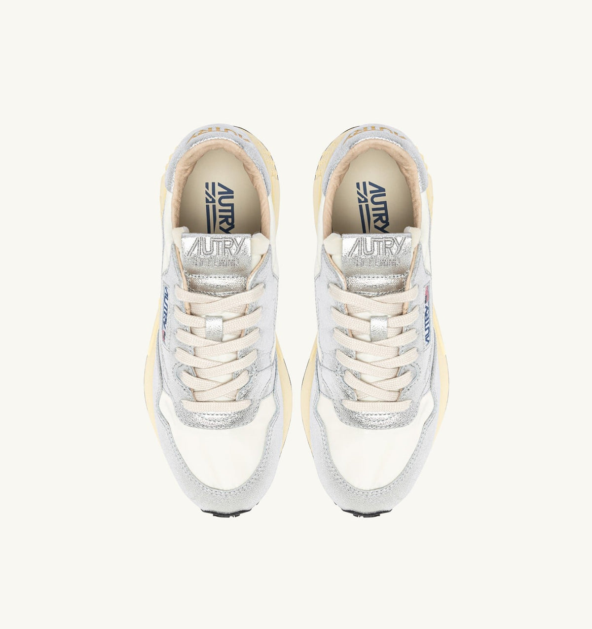 REELWIND SNEAKERS IN SILVER-TONE NYLON AND METALIZED LEATHER - AUTRY Classic