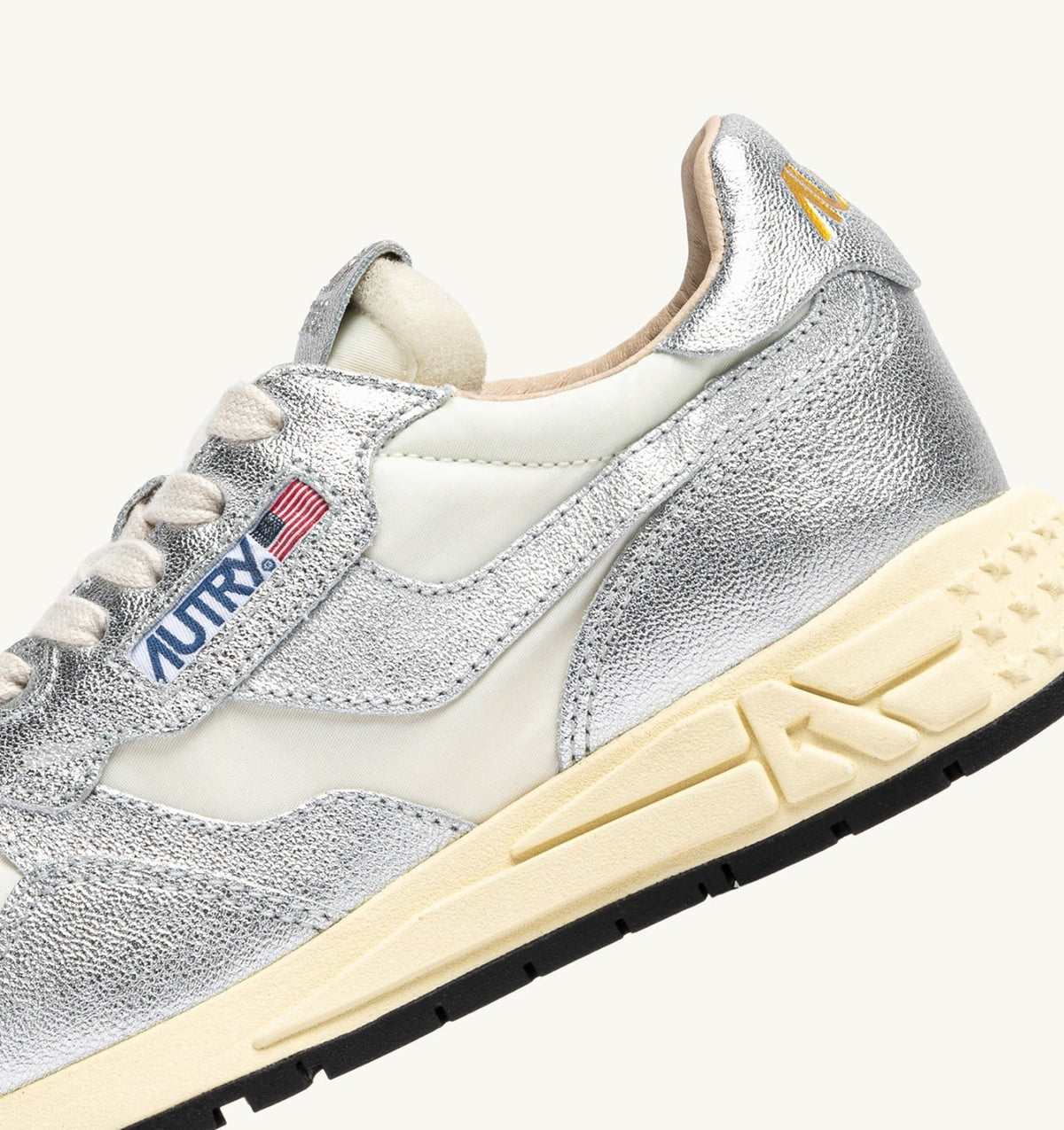 REELWIND SNEAKERS IN SILVER-TONE NYLON AND METALIZED LEATHER - AUTRY Classic