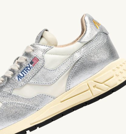 REELWIND SNEAKERS IN SILVER-TONE NYLON AND METALIZED LEATHER - AUTRY Classic