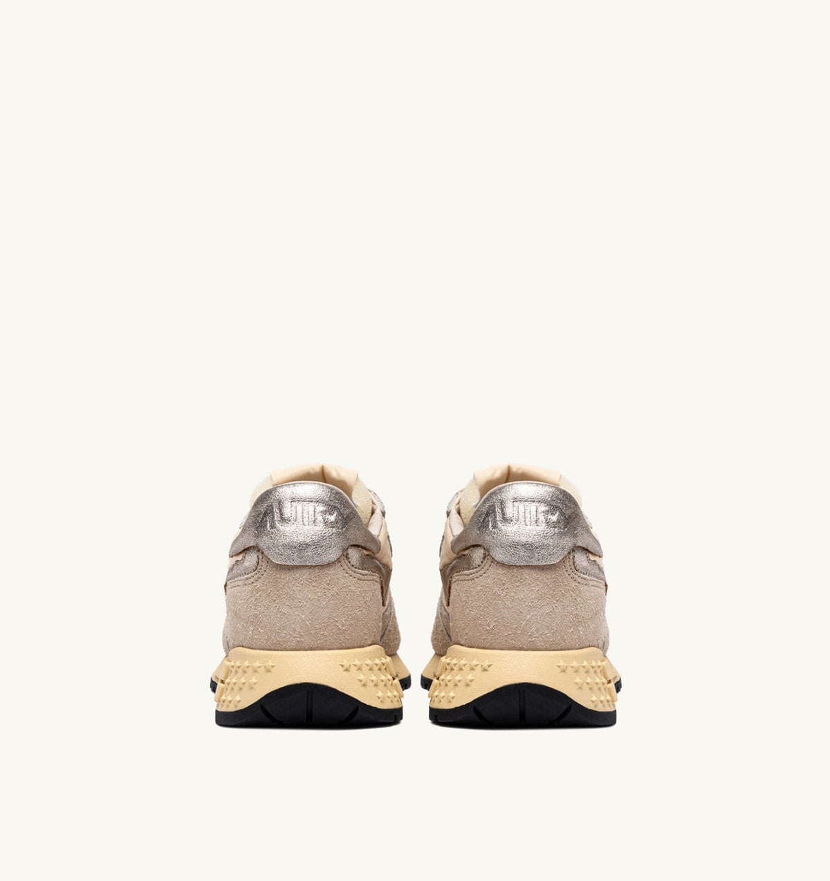 REELWIND LOW SNEAKERS IN NYLON SUEDE AND LEATHER COLOR ECRU AND PLATINUM - AUTRY Essential