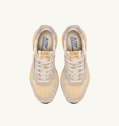 REELWIND LOW SNEAKERS IN NYLON SUEDE AND LEATHER COLOR ECRU AND PLATINUM - AUTRY Essential