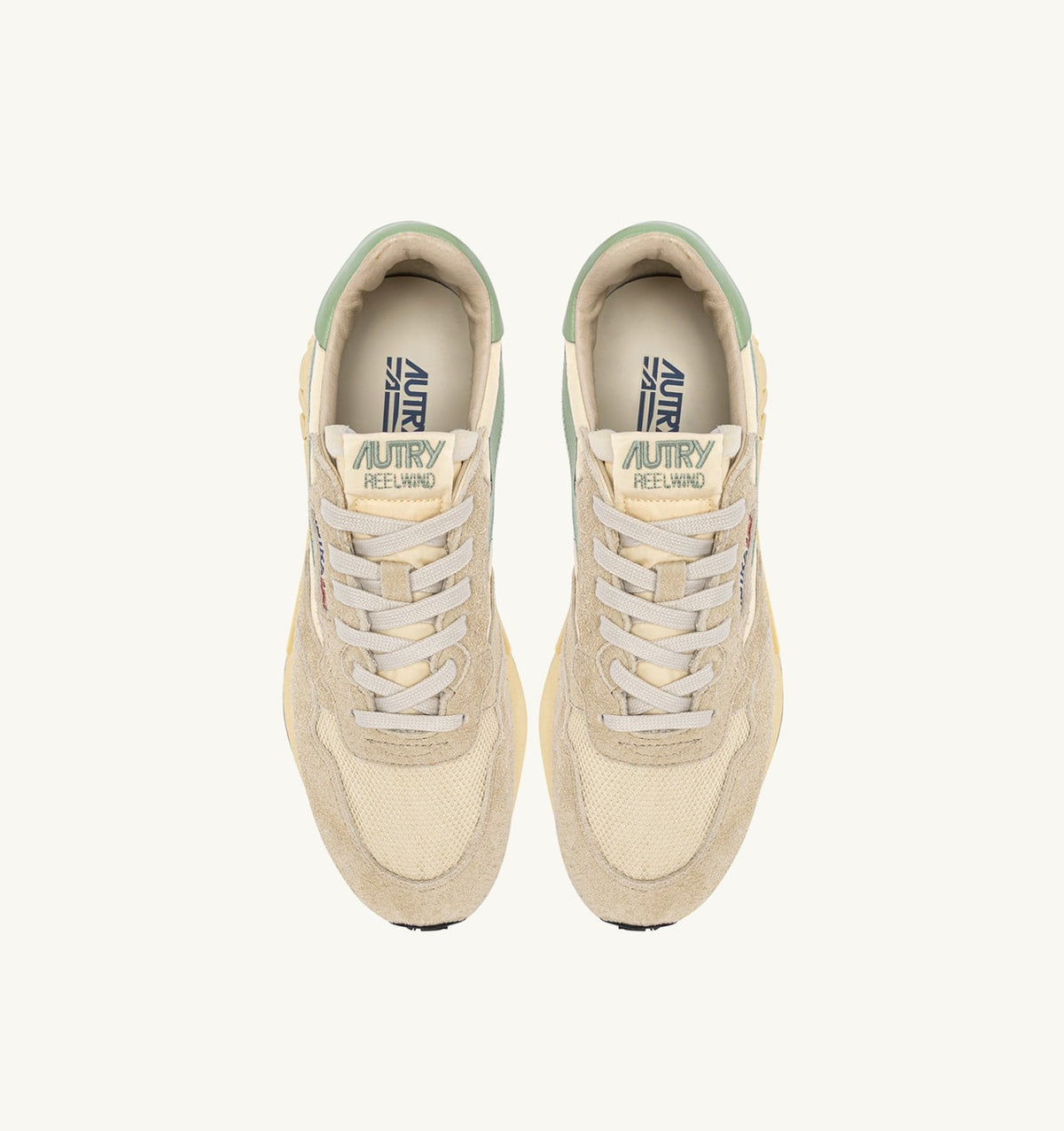 REELWIND LOW SNEAKERS IN ECRU AND RESEDA NYLON AND SUEDE - AUTRY Value