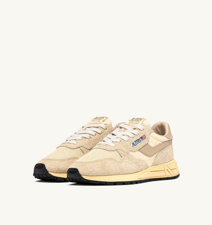 REELWIND LOW SNEAKERS IN ECRU AND WHITE PEPPER NYLON AND SUEDE - AUTRY Great Value
