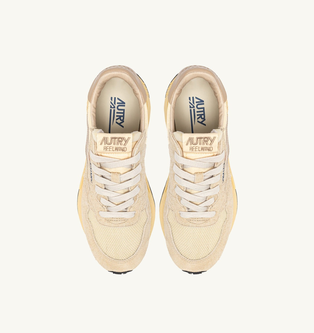 REELWIND LOW SNEAKERS IN ECRU AND WHITE PEPPER NYLON AND SUEDE - AUTRY Great Value
