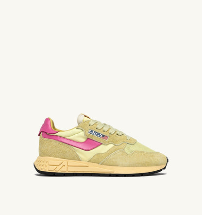 REELWIND LOW SNEAKERS IN STRAW AND CHATEAU ROSE NYLON AND SUEDE - AUTRY Quality