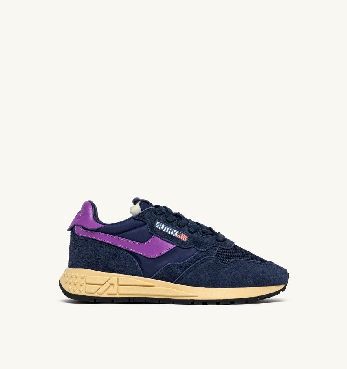 REELWIND LOW SNEAKERS IN NAVY AND DEWBERRY NYLON AND SUEDE - AUTRY Classic