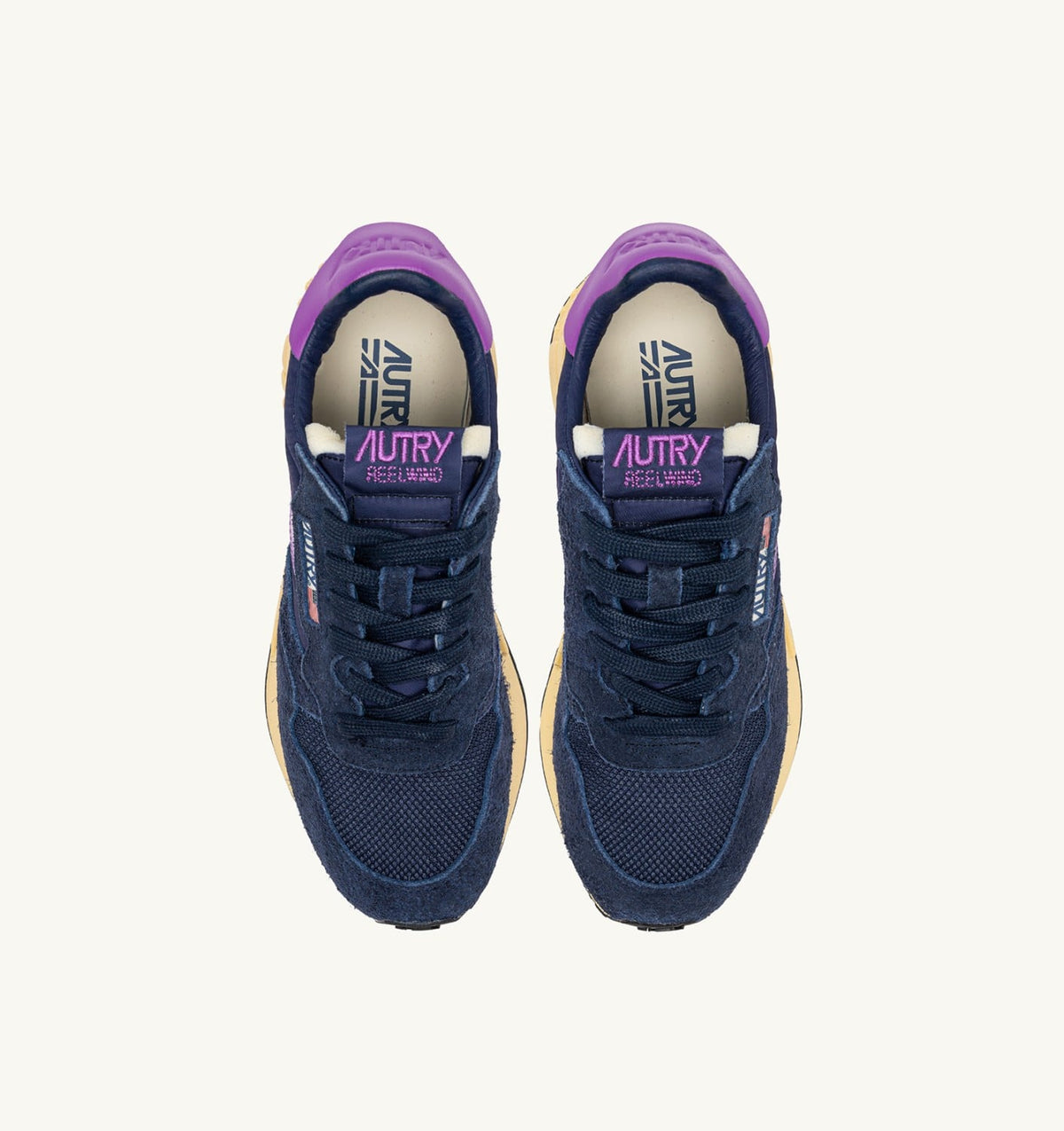 REELWIND LOW SNEAKERS IN NAVY AND DEWBERRY NYLON AND SUEDE - AUTRY Classic