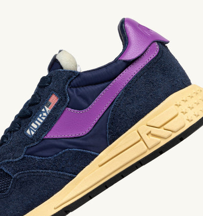 REELWIND LOW SNEAKERS IN NAVY AND DEWBERRY NYLON AND SUEDE - AUTRY Classic