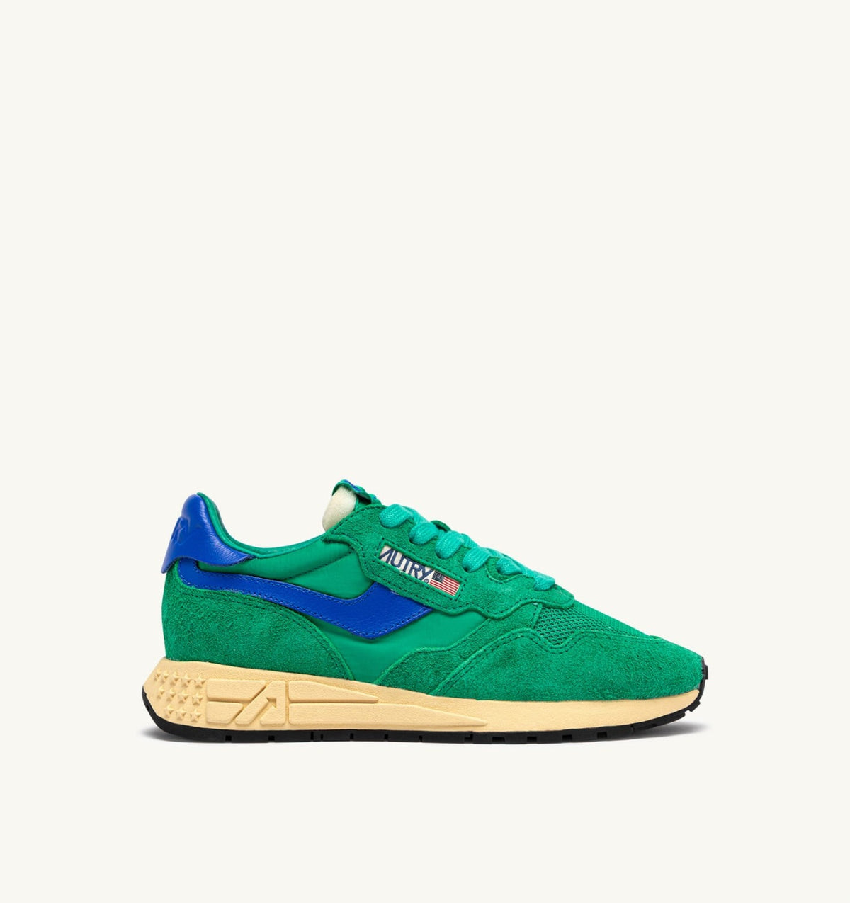 REELWIND LOW SNEAKERS IN EMERALD AND DAZZLING BLUE NYLON AND SUEDE - AUTRY Everyday