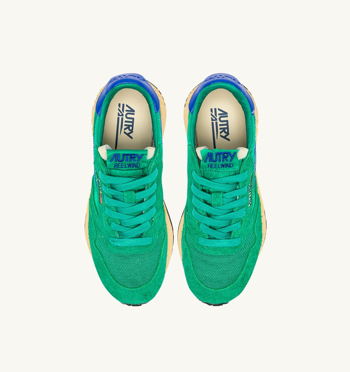 REELWIND LOW SNEAKERS IN EMERALD AND DAZZLING BLUE NYLON AND SUEDE - AUTRY Everyday