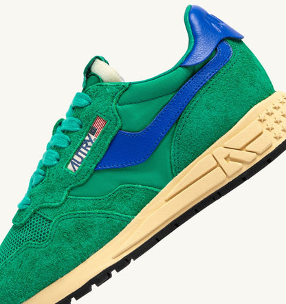 REELWIND LOW SNEAKERS IN EMERALD AND DAZZLING BLUE NYLON AND SUEDE - AUTRY Everyday