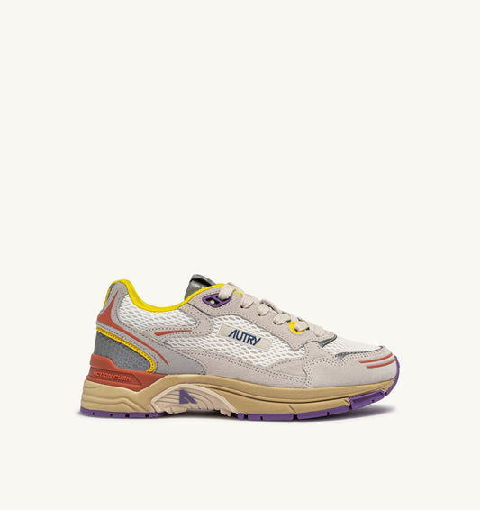 HYPERWAY SNEAKERS IN ARABESQUE AND WHITE MESH AND SUEDE - AUTRY Latest
