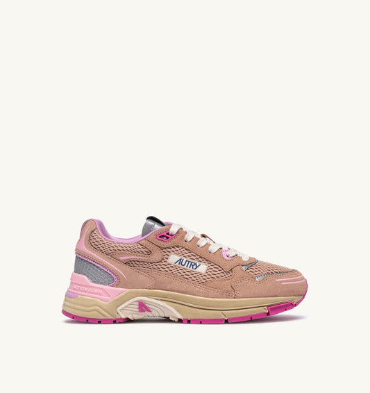 HYPERWAY SNEAKERS IN PHARD PINK AND DOLPHIN SUEDE AND MESH - AUTRY Quality