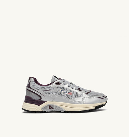 HYPERWAY SNEAKERS IN SILVER, HARBOR MIST AND FIG SYNTHETIC LEATHER AND MESH - AUTRY Great Value