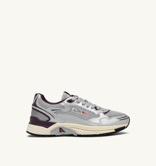 HYPERWAY SNEAKERS IN SILVER, HARBOR MIST AND FIG SYNTHETIC LEATHER AND MESH - AUTRY Great Value