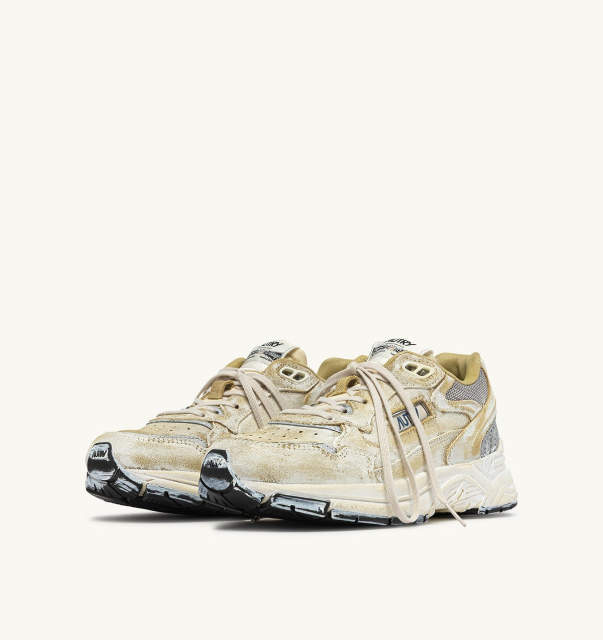 HYPERWAY SUPER VINTAGE SNEAKERS IN YELLOW AND SILVER SUEDE - AUTRY Essential