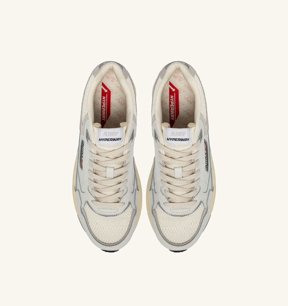 HYPERWAY SNEAKERS IN WHITE AND GRAY LEATHER AND MESH - AUTRY Great Value