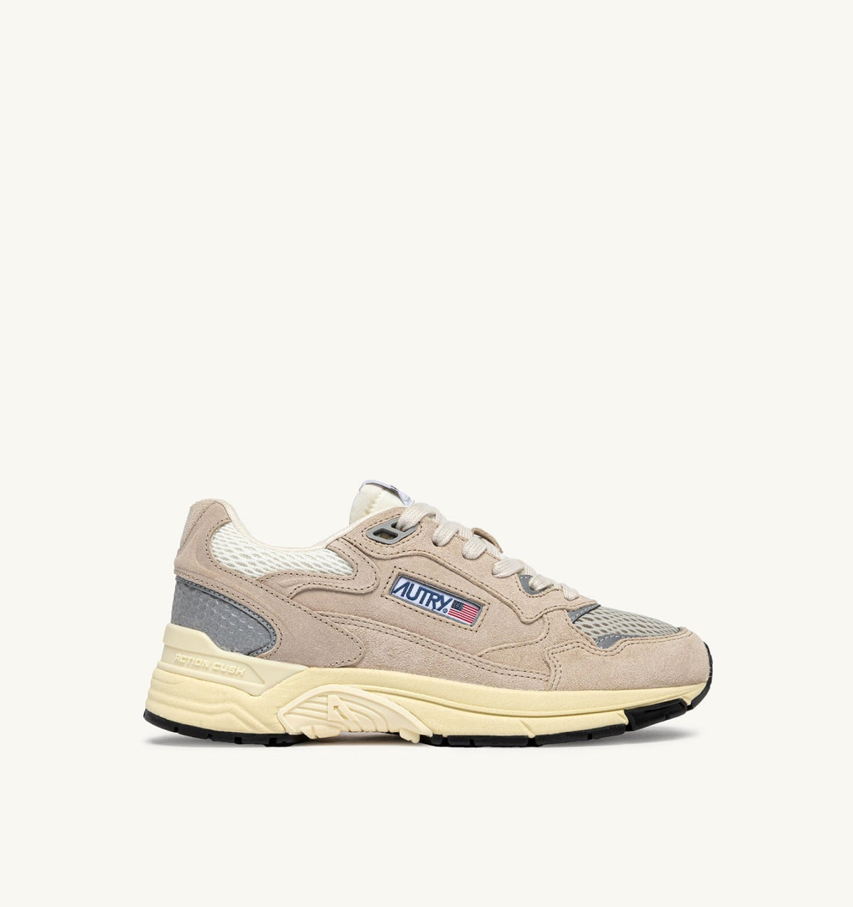 HYPERWAY SNEAKERS IN SAND BROWN AND SILVER-TONE SUEDE AND MESH - AUTRY Essential