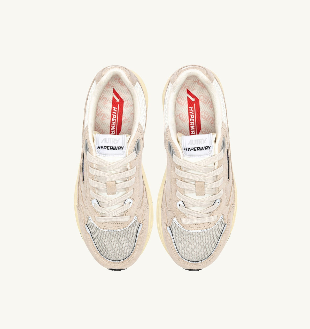 HYPERWAY SNEAKERS IN SAND BROWN AND SILVER-TONE SUEDE AND MESH - AUTRY Essential