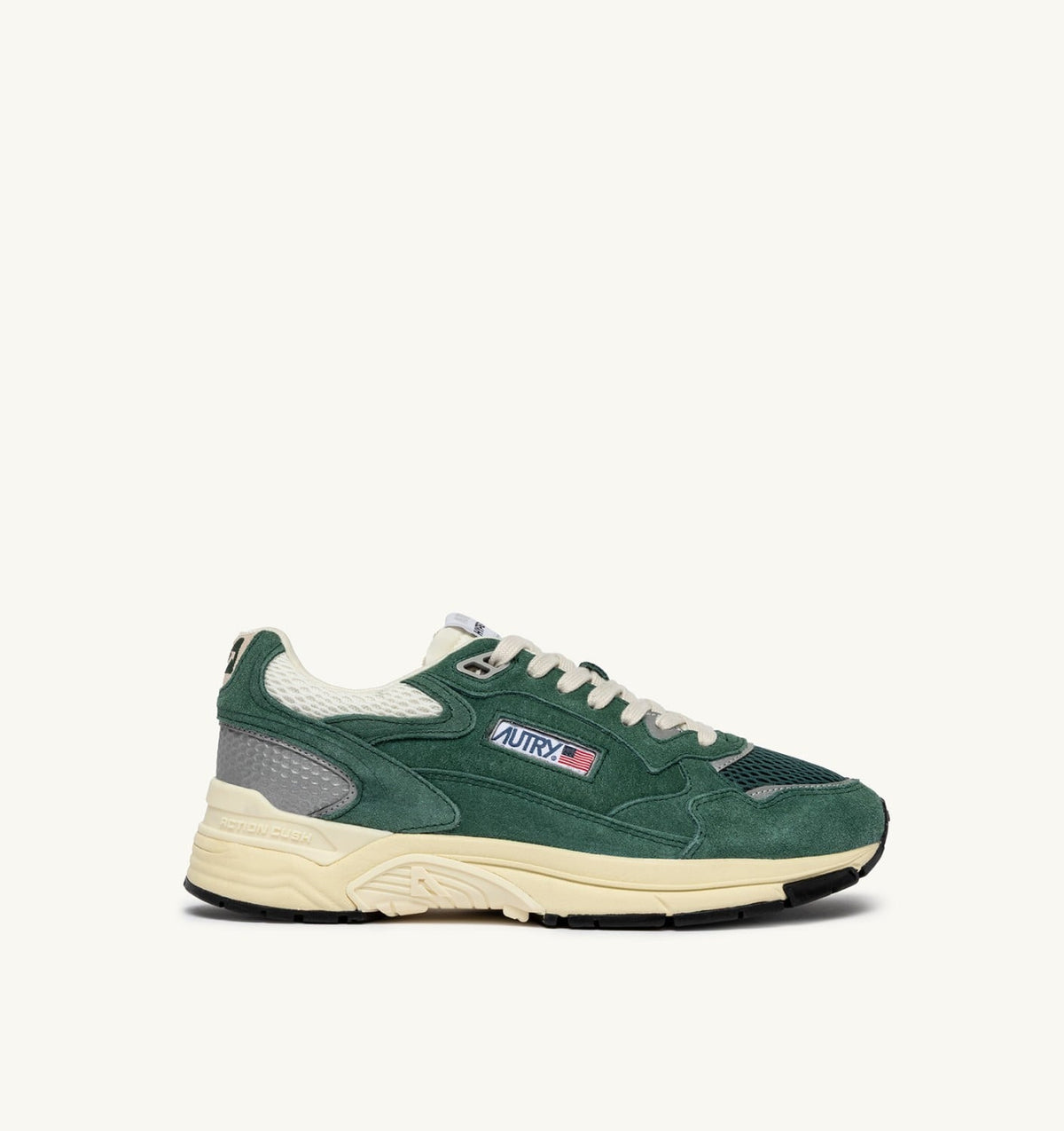 HYPERWAY SNEAKERS IN MALACHITE COLOR AND SILVER-TONE SUEDE AND MESH - AUTRY Value