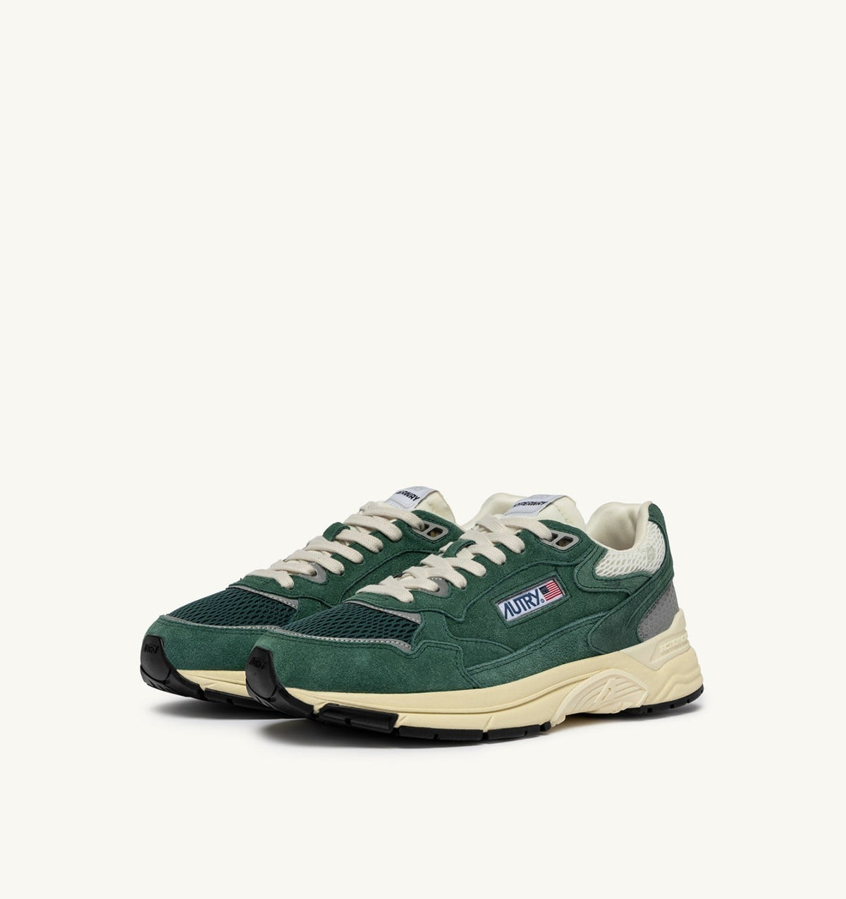 HYPERWAY SNEAKERS IN MALACHITE COLOR AND SILVER-TONE SUEDE AND MESH - AUTRY Value