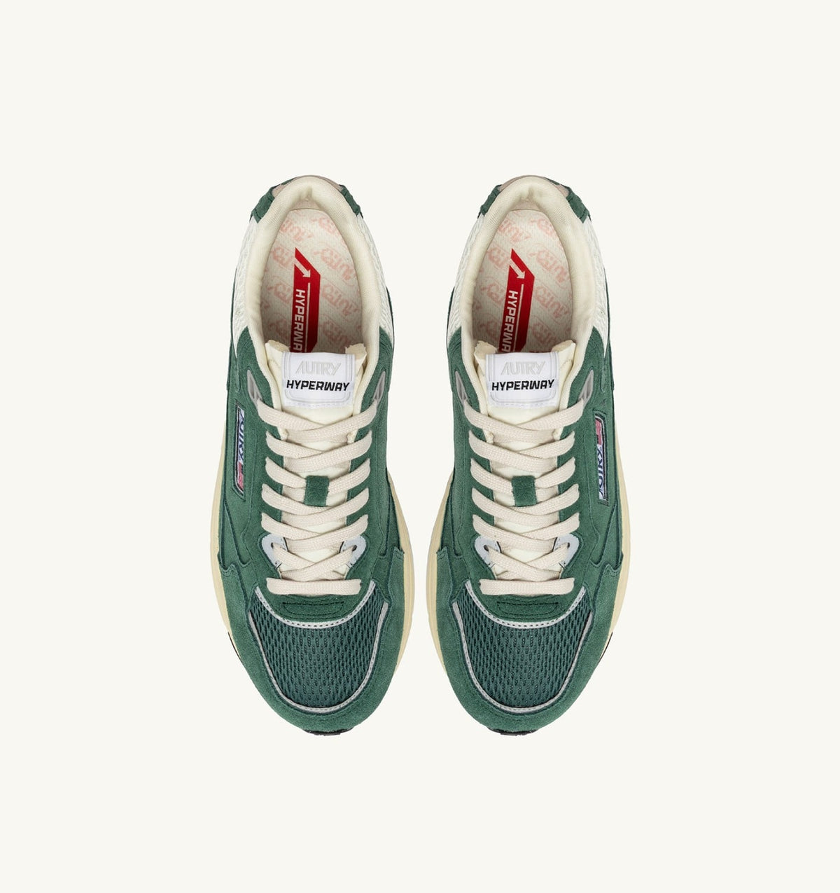 HYPERWAY SNEAKERS IN MALACHITE COLOR AND SILVER-TONE SUEDE AND MESH - AUTRY Value