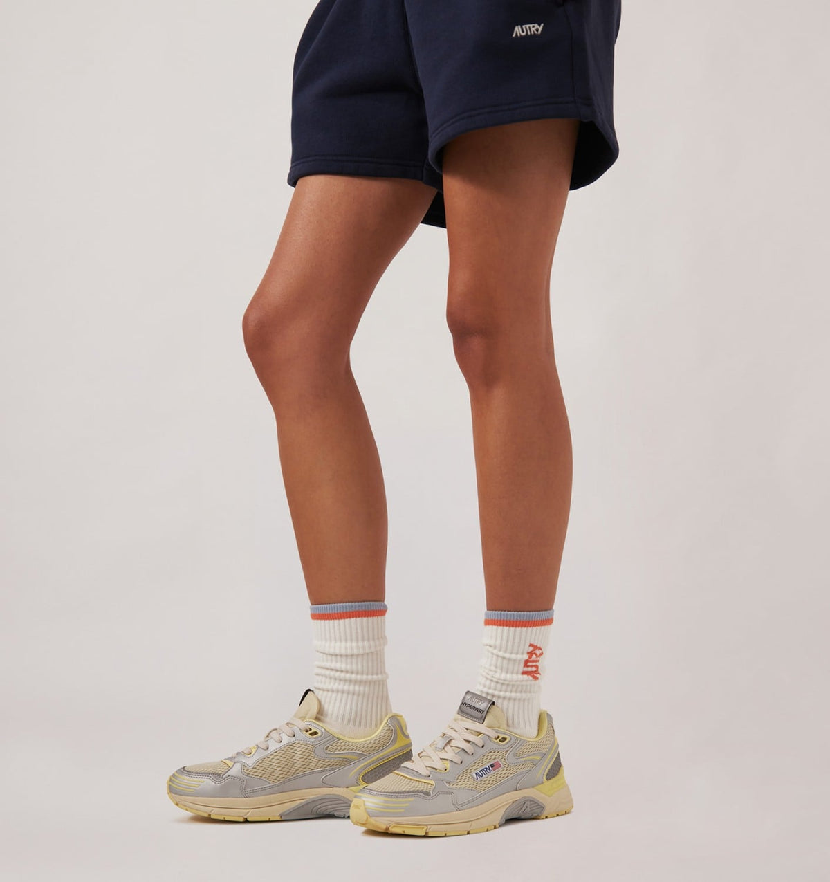 HYPERWAY SNEAKERS IN SILVER ASPARAGUS AND LEMON MERINGUE SYNTHETIC LEATHER AND MESH - AUTRY Latest