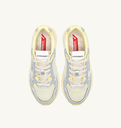 HYPERWAY SNEAKERS IN SILVER ASPARAGUS AND LEMON MERINGUE SYNTHETIC LEATHER AND MESH - AUTRY Latest