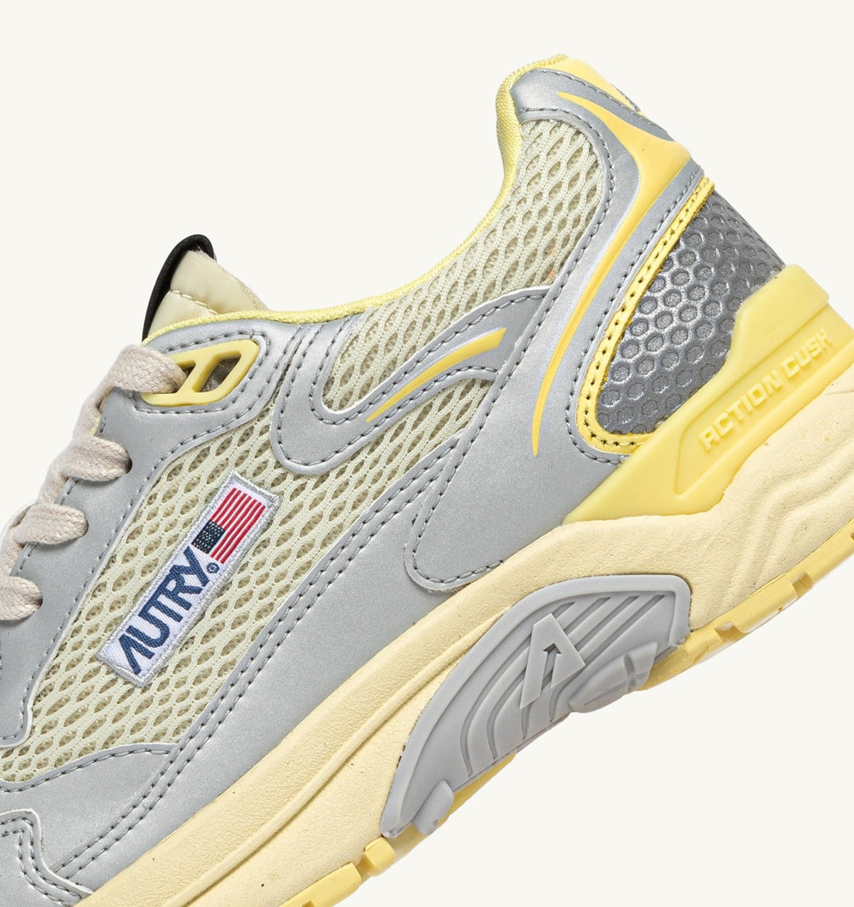 HYPERWAY SNEAKERS IN SILVER ASPARAGUS AND LEMON MERINGUE SYNTHETIC LEATHER AND MESH - AUTRY Latest