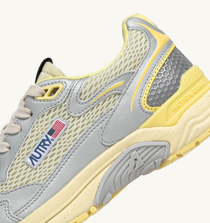 HYPERWAY SNEAKERS IN SILVER ASPARAGUS AND LEMON MERINGUE SYNTHETIC LEATHER AND MESH - AUTRY Latest