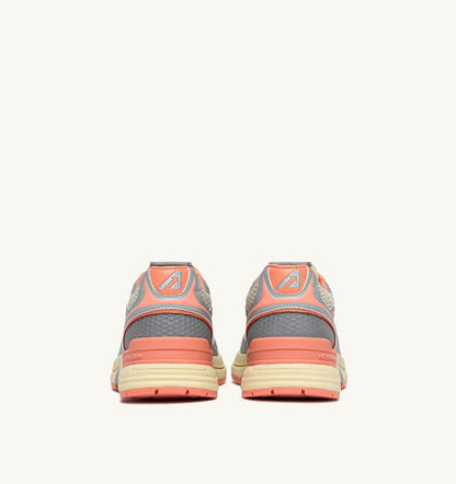 HYPERWAY SNEAKERS IN SILVER ASPARAGUS AND PEACH PINK SYNTHETIC LEATHER AND MESH - AUTRY Quality