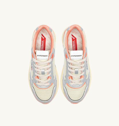 HYPERWAY SNEAKERS IN SILVER ASPARAGUS AND PEACH PINK SYNTHETIC LEATHER AND MESH - AUTRY Quality