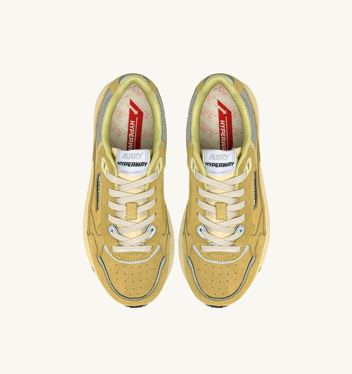 HYPERWAY SNEAKERS IN SOUTHERN MOSS AND SILVER MESH AND SUEDE - AUTRY Everyday