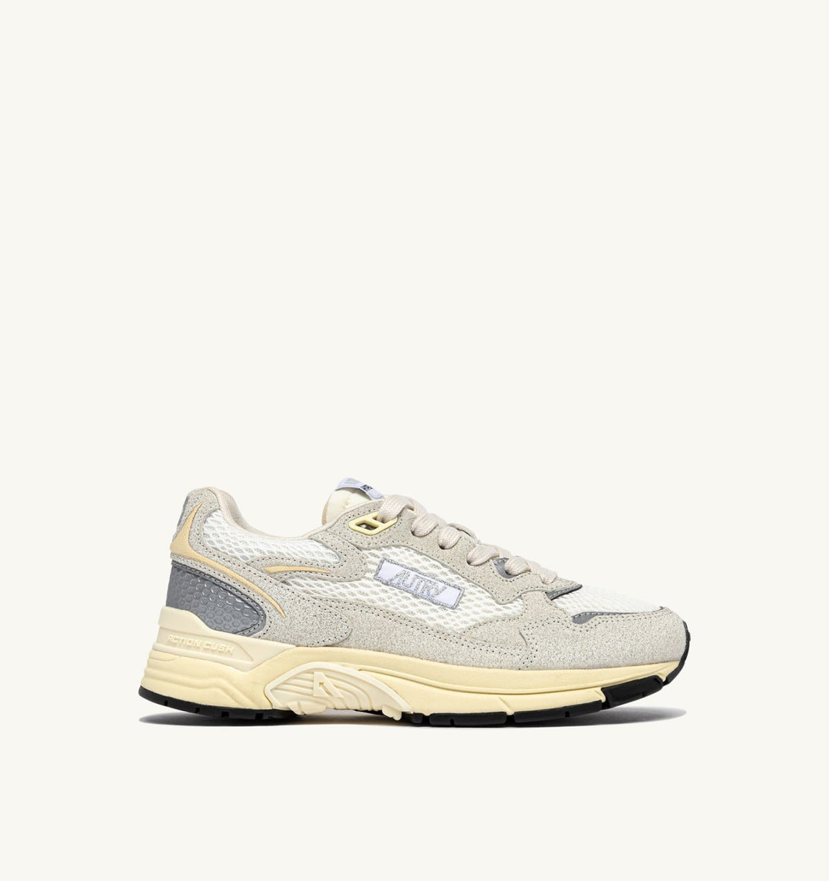 HYPERWAY SNEAKERS IN WHITE MESH AND GLITTER GRAY LEATHER - AUTRY Essential