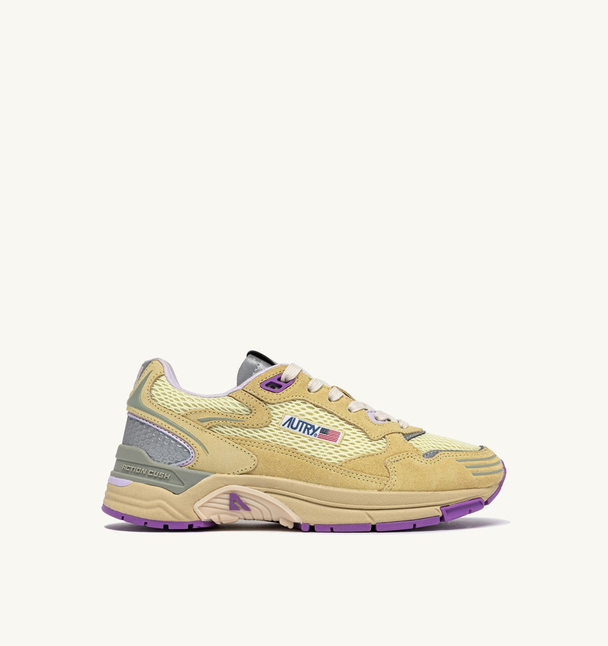 HYPERWAY SNEAKERS IN STRAW AND ORCHID HUST MESH AND SUEDE - AUTRY Everyday